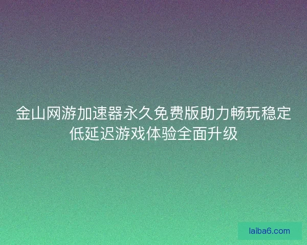 金山网游加速器永久免费版助力畅玩稳定低延迟游戏体验全面升级